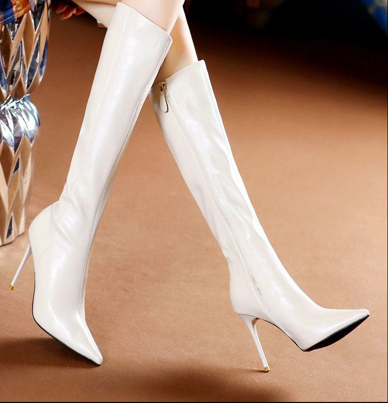 Women's Over-the-Knee Stiletto Boots – Pointed Toe Side Zipper Long Tube Fashion Boots
