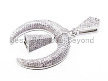 Load image into Gallery viewer, CZ Micro Pave Double Horn Pendant with Diamond Bail,SKU#L226