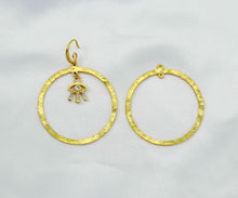 Load image into Gallery viewer, CZ Evil Eye On Round Ring Large Hoop Earrings, Sku#B182