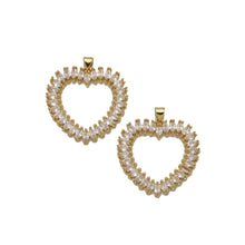 Load image into Gallery viewer, Baguette CZ Gold Open Heart Charm, Sku#LX213
