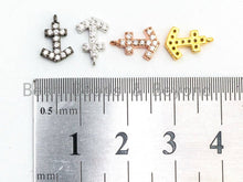 Load image into Gallery viewer, CZ Micro Pave Small Arrows Pendant/Charm, Cubic Zirconia Pendant Charm in Gold Rose Gold Black Silver Color, 7x10mm, sku#B76