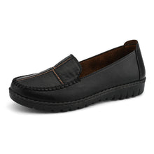 Load image into Gallery viewer, Women's Slip-On Leather Flats - Comfortable Round Toe Wedge Heel Casual Shoes