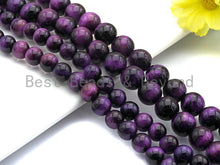 Load image into Gallery viewer, Purple Tiger Eye Attachment Necklace with Large CZ Pave Gunmetal clasp, 16/18 long, sku#D38