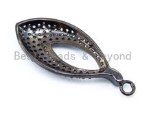 Load image into Gallery viewer, CZ Micro Pave Teardrop Go-Go Pendant, Cubic Zirconia Oval Leaf Pendant for Necklace Bracelet Earrings Making, 13x31mm,sku#B32