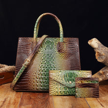 Load image into Gallery viewer, Women's Crocodile-Grain Crossbody Tote Bag Set - 3-Piece Premium PU Leather Handbag Collection