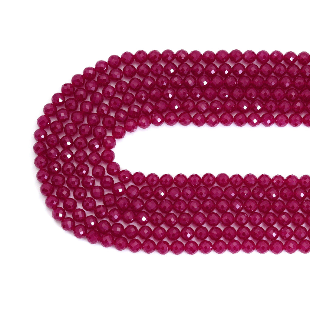 Red Corundum Round Faceted Beads, Sku#U1880