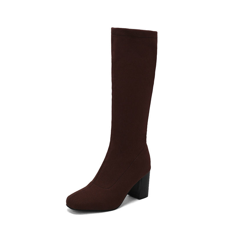 Women's Stretchy Over-the-Knee Boots | Chunky Platform High Heel