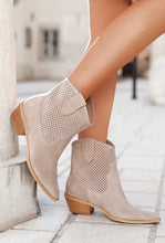 Load image into Gallery viewer, Women's Embossed Suede Mid-Heel Boots - Pointed Toe Slip-On Ankle Boots in Large Sizes