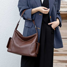 Load image into Gallery viewer, Women's Genuine Leather Tote Bag – Minimalist Commuter Shoulder Bag