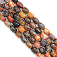 Load image into Gallery viewer, 13x18mm Brown Orange Agate Drum Shape Beads, Sku#U1792
