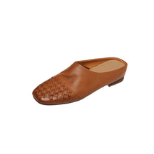 Load image into Gallery viewer, Women's Hand-Woven Full Grain Leather Mules | Square Toe Slip-On Backless Loafers