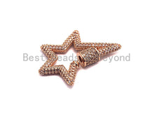 Load image into Gallery viewer, Fully Cz Micro pave Star Clasp, CZ Pave Clasp, Gold/Silver/Rose Gold/Gunmetal Carabiner Clasp, 33x24mm, sku#K75