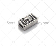 Load image into Gallery viewer, Black CZ Large Hole Embossment Spider Man Head Spacer Micro Pave Beads, CZ Cuboid Spacer Beads, Men's Bracelet Findings,13x8mm, SKU#LD12