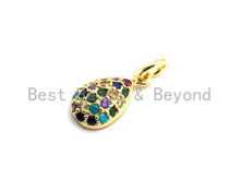 Load image into Gallery viewer, CZ Colorful Micro Pave Teardrop Pendant, Teardrop Shaped Pave Pendant, Gold plated, 7x13mm, Sku#F740