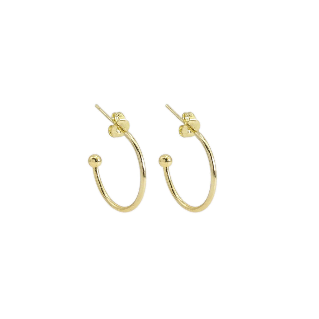 Gold hoop with ball end Earrings, Sku#LX385
