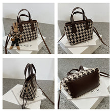 Load image into Gallery viewer, Women's Houndstooth Shoulder Bag | Checkered Wool Crossbody Handbag &amp; Messenger Tote