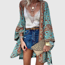 Load image into Gallery viewer, Casual Fashion Vacation Batwing Long Sleeve Cardigan Printed Top