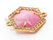 Load image into Gallery viewer, Hexagon Bezel Connector with Faceted Cat's Eye Stone, sku#A81