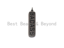 Load image into Gallery viewer, CZ Badass Micro Pave Long Bar Alphabet Pendant, Cubic Zirconia Strip Pendant, Micro pave letter pendant, 9x27mm, sku#X137