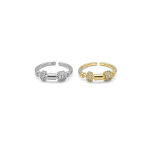Load image into Gallery viewer, Gold Silver CZ Tube Shape Adjustable Ring, Sku#B374