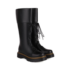 Load image into Gallery viewer, Women's High-Heeled Lace-Up Thigh-High Boots | Chunky Heel Round Toe PU Leather