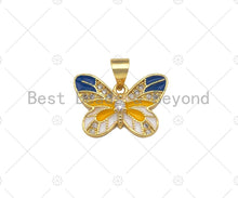Load image into Gallery viewer, Enamel Colorful Butterfly Shape Pendant,CZ Micro Pave Enamel 18K Gold Pendant,Enamel Jewelry,18x12mm,Sku#LK297