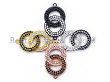 Load image into Gallery viewer, CZ Micro Pave Dual Color Double Ring Connector,CZ/Micro Pave
