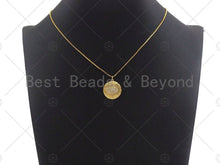 Load image into Gallery viewer, 18K Gold Finish Evil Eye On Round Coin Shape Pendant, Round Charm, Evil Eye Pave Pendant, Gold plated, 20mm, Sku#LK62