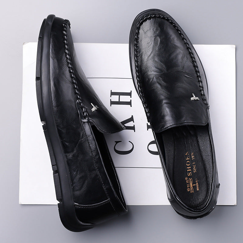 Men's Genuine Leather Slip-On Loafers | Breathable Suede Casual Shoes with Non-Slip Rubber Sole