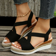 Load image into Gallery viewer, Wedge Sandals Cross-Strap Platform Gladiator Hemp Heel Shoes
