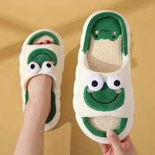 Load image into Gallery viewer, Cartoon Cow Frog Slippers | Linen Non-Slip Breathable Indoor Garden Shoes