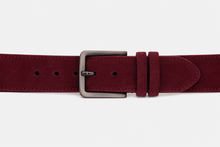 Load image into Gallery viewer, The Bari Burgundy Suede Leather Belt