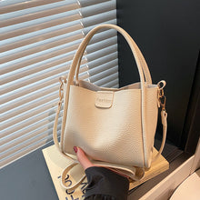 Load image into Gallery viewer, Women's Quilted Bucket Bag with Silk Scarf - PU Leather Crossbody Handbag