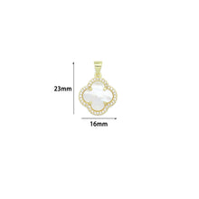 Load image into Gallery viewer, Clear CZ Double sided Mother of Pearl Gold flower Charm Pendant,Sku#LX881