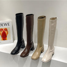 Load image into Gallery viewer, Women's Over-The-Knee Slim High Boots | Chunky Heel PU Leather | Black Brown Beige Khaki