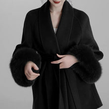 Load image into Gallery viewer, Women's Black Fox Fur Double-faced Cashmere Elegant Short Coat