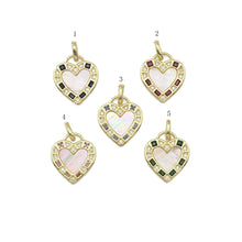 Load image into Gallery viewer, Pearl CZ Heart Charm, Sku#LX301