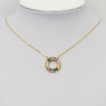 Load image into Gallery viewer, Colorful Baguette CZ Gold Round Ring Charm, Sku#LX306