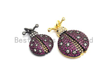 Load image into Gallery viewer, 19mm CZ Fuchsia Color Micro Pave Ladybird Pendant,CZ Paved Ladybird Charm Gold,Silver,Rose Gold,Gunmetal plated,sku#F748