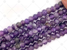 Load image into Gallery viewer, 2mm Large Hole Natural Purple Amethyst Beads, 6x10mm Rondelle Faceted Amethyst, Big Hole Beads, 8" Long Strands, Sku#U1241
