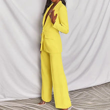 Load image into Gallery viewer, Lapel Button-Down Blazer &amp; Straight-Leg Trousers Suit