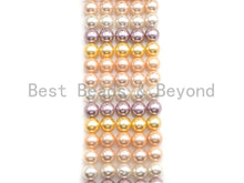 Load image into Gallery viewer, Mother of Pearl Gold Pink Purple White Mixed Color Round Smo
