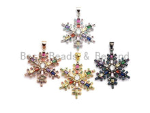 Load image into Gallery viewer, Large Colorful CZ Micro Pave Snowflake Pendant/Charm, Cubic Zirconia Pave Pendant, 29x35mm,sku#F856
