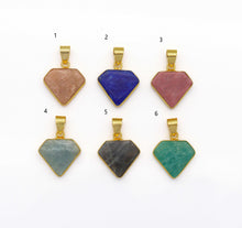 Load image into Gallery viewer, Labradorite/Lapis/Moonstone/Amazonite Diamond Shape Gemstone Pendant, Sku#LY19