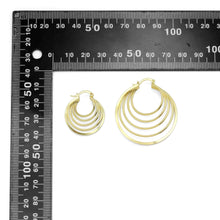 Load image into Gallery viewer, Gold Silver Mult Oval Line Hoop Earrings, Sku#LD603