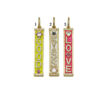 Load image into Gallery viewer, CZ Enamel Good Kiss Love Words On Long Bar Charm, Sku#LK651