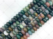 Load image into Gallery viewer, 2mm Large Hole Natural Indian Agate Beads, 6x10mm Rondelle Smooth Indian Agate, Big Hole Beads, 8" Long Strands, Sku#U1238C
