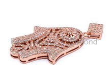 Load image into Gallery viewer, CZ Micro Pave Hamsa Hand with Flat Square Bail Pendant, Cubic Zirconia Pendant, 26x45mm, sku#L37