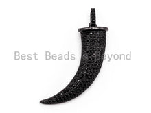 Load image into Gallery viewer, Black CZ Pave On Black Micro Pave Horn Charm Beads, Horn Beads,12x32mm, sku#F386