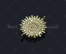 Load image into Gallery viewer, CZ Micro Pave Sparkly flower Connector, Cubic Zirconia Flower Space Connector, 18K Gold Finish, 21x26mm, sku#LK151